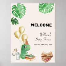 Boho Dino Storybook Luftballon Baby Shower Willkom