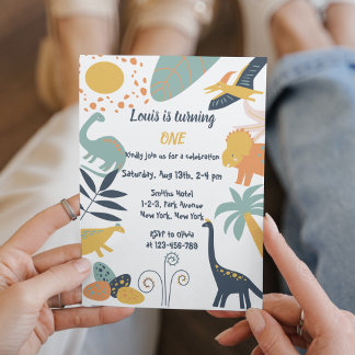 Boho Dinosaur Baby Geburtstagsparty Einladung