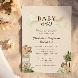 Boho Dinosaur Beige Baby GRILLEN Baby Shower Einladung