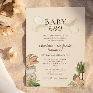 Boho Dinosaur Beige Baby GRILLEN Baby Shower Einladung