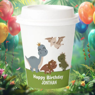 Boho Dinosaur Birthday grünes Thema Pappbecher