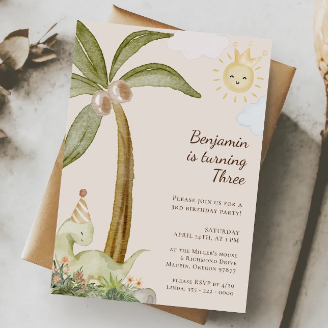 Boho Dinosaur jede Alterskinderpartei Einladung (Von Creator hochgeladen)