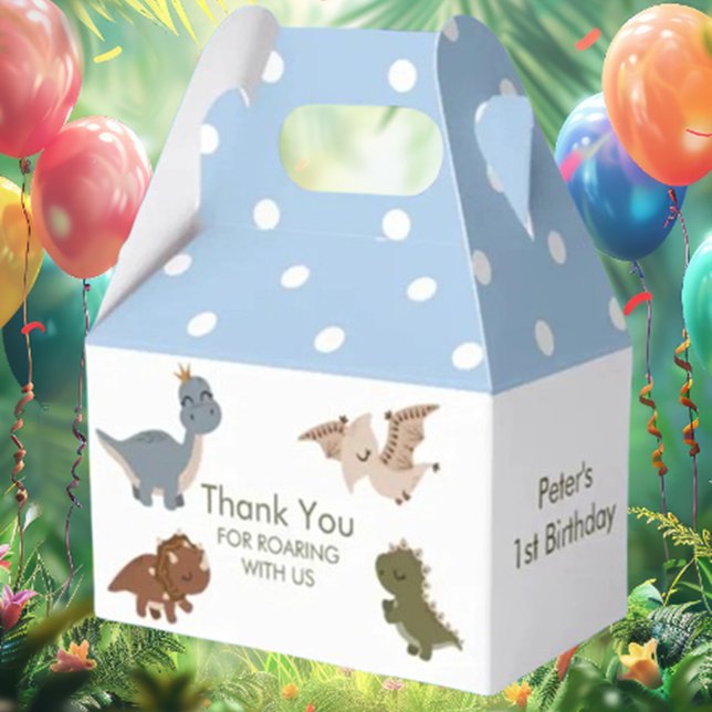 Boho Dinosaurs Blue Vielen Dank Geschenkschachtel (Delight your guests with our Boho Dinosaurs BLUE Thank You Favor Box!)