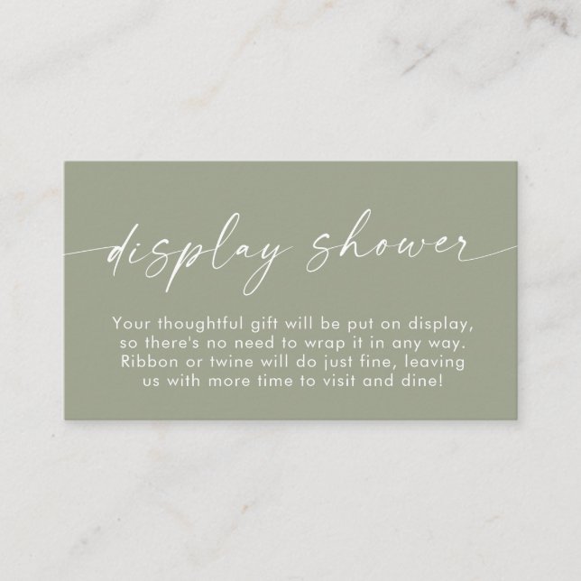 Boho Display Showcard | Sage Green Baby Dusche Begleitkarte (Vorderseite)