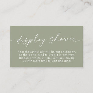 Boho Display Showcard Sage Green Baby Dusche Begleitkarte