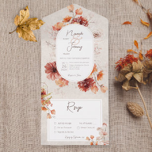 Boho-Distressed-Cream-Herbst-Blumen-Abendessen All In One Einladung