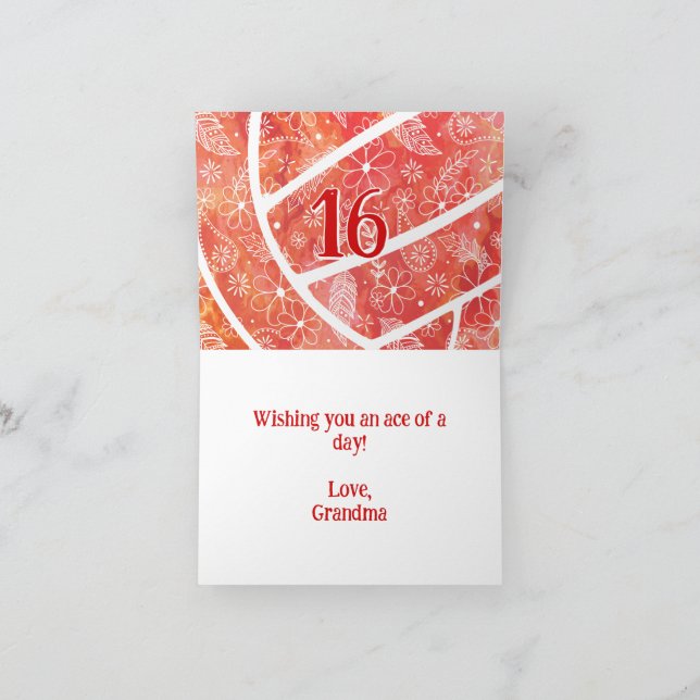 Boho doodle Federn Orangenvolleyball Geburtstag Karte (Innenseite)