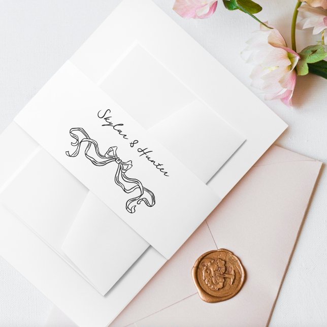 Boho Doodle Handgeschriebene Retro Schwarz-weiße H Einladungsbanderole (Von Creator hochgeladen)