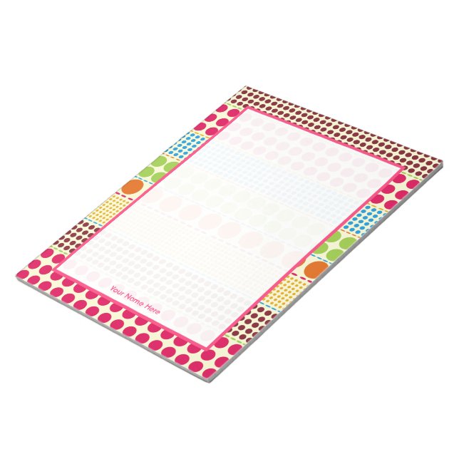 Boho Dots Personalisiert Notepad Notizblock (angewinkelt)