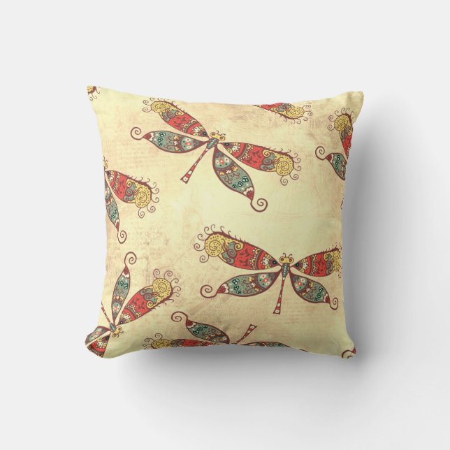 Boho Dragonflies in Dragonflies Kissen (Vorderseite)