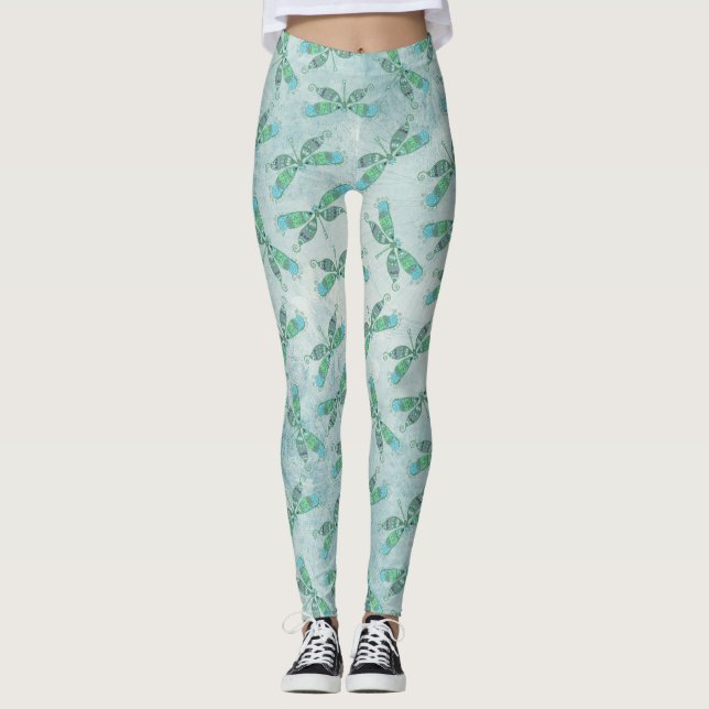 Boho Dragonfts in Blau Leggings (Vorderseite)