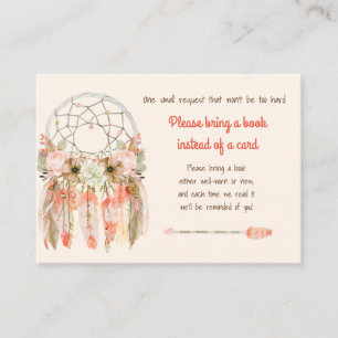 Boho Dream Catcher Baby Shower Buchwunsch Pfirsich Begleitkarte