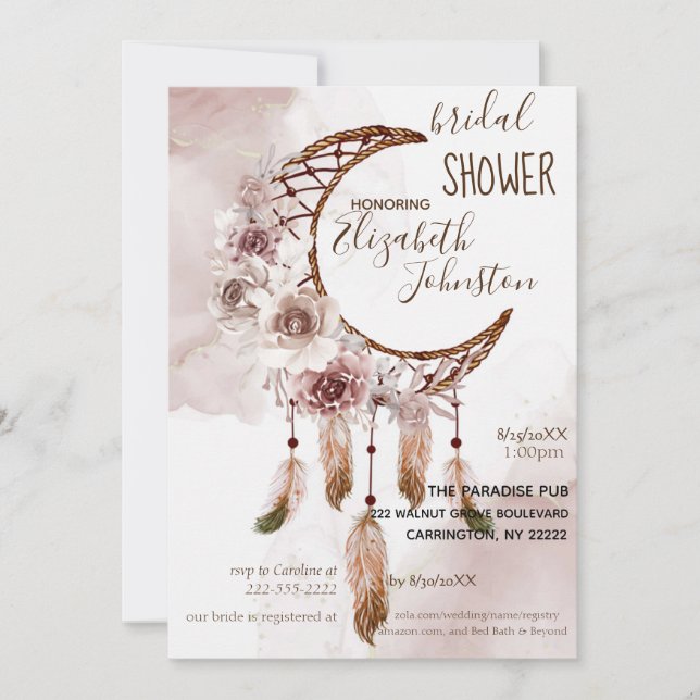 Boho Dream Catcher Bridal Shower Invitation Einladung (Vorderseite)