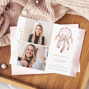 Boho Dream Catcher Gold Script Foto Abschluss Ankündigung