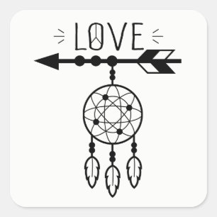 Boho Dream Catcher Liebe Native American Tribal Quadratischer Aufkleber