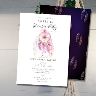 Boho Dream Catcher Pink Sweet 16 Slumber Party Einladung