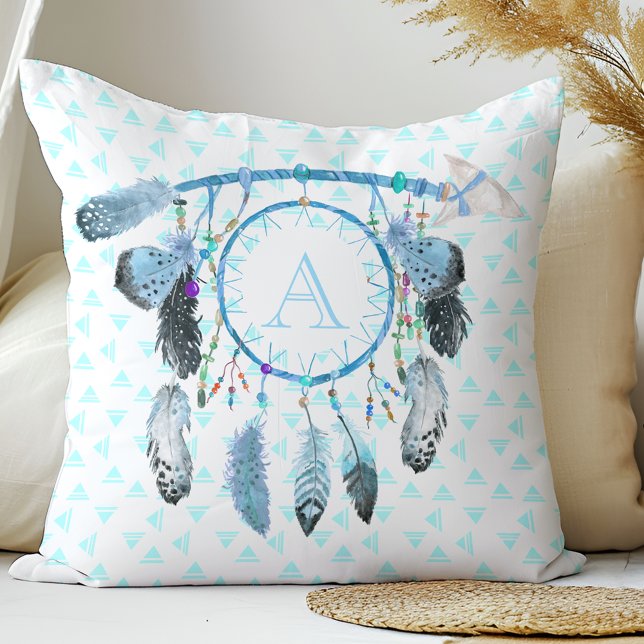 Boho Dream Catcher Tribal Monogram Kissen (Von Creator hochgeladen)