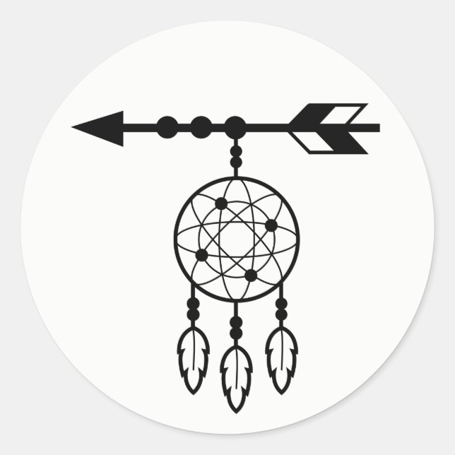Boho Dream Catcher, Wedding Native American Tribal Runder Aufkleber (Vorderseite)