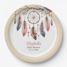 Boho Dreamcatcher Custom Baby Shower Paper Plate Pappteller