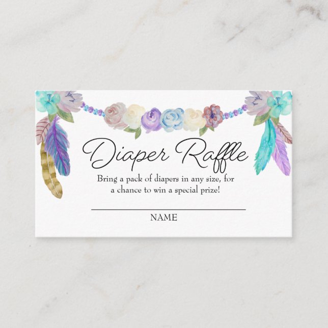 Boho Dreamcatcher Diaper Raffle Enclosure Card Begleitkarte (Vorderseite)