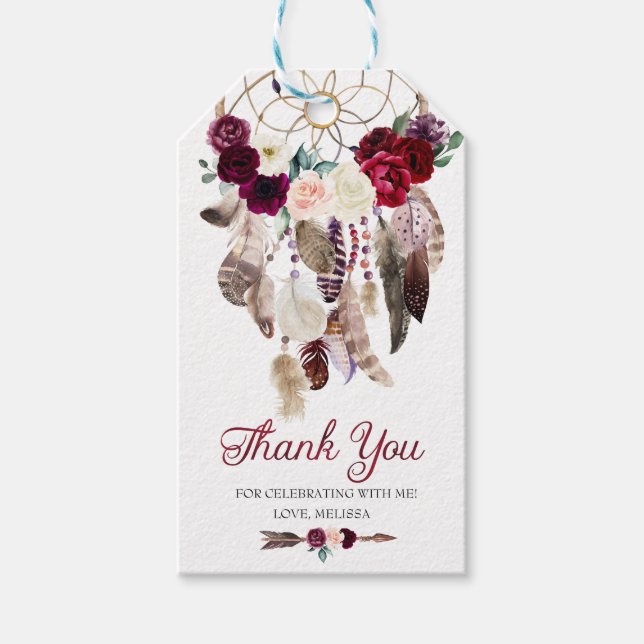 Boho Dreamcatcher Favor Tag Geschenkanhänger (Vorderseite)