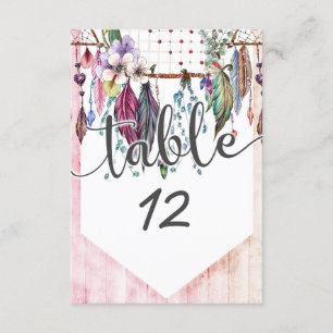 Boho Dreamcatcher & Feathers Wedding Tischnummern