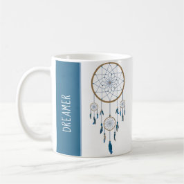 Boho Dreamcatcher Four Web Blue Feathers Kaffeetasse