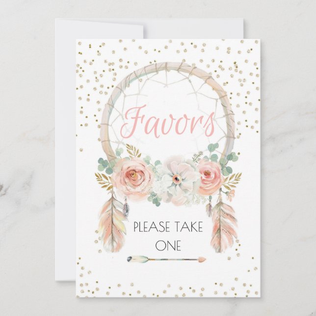 Boho Dreamcatcher Fvor Sign 12x18" Einladung (Vorderseite)