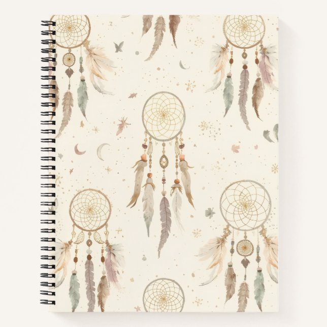 Boho Dreamcatcher Journal | Ätherische Federn Notizbuch (Vorderseite)