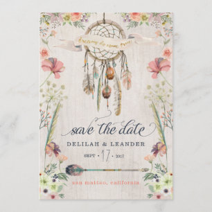 Boho Dreamcatcher kardiert Save the Date kein Foto