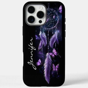 Boho Dreamcatcher Lila Feather Butterflies iPhone 16 Pro Max Hülle