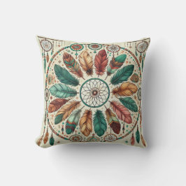 Boho Dreamcatcher Mystic Feather Throw Pillow Kissen