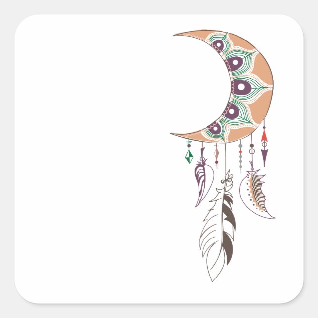 Boho dreamcatcher quadratischer aufkleber (Vorderseite)