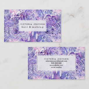 Boho dreamcatcher rosa lila Mit Blumenwatercolor Visitenkarte