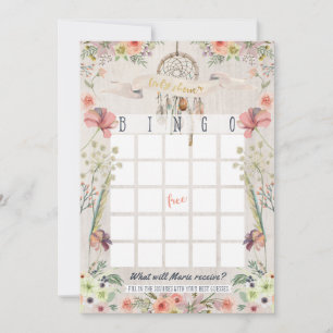 Boho Dreamcatcher Rustic Baby Show Bingo Game