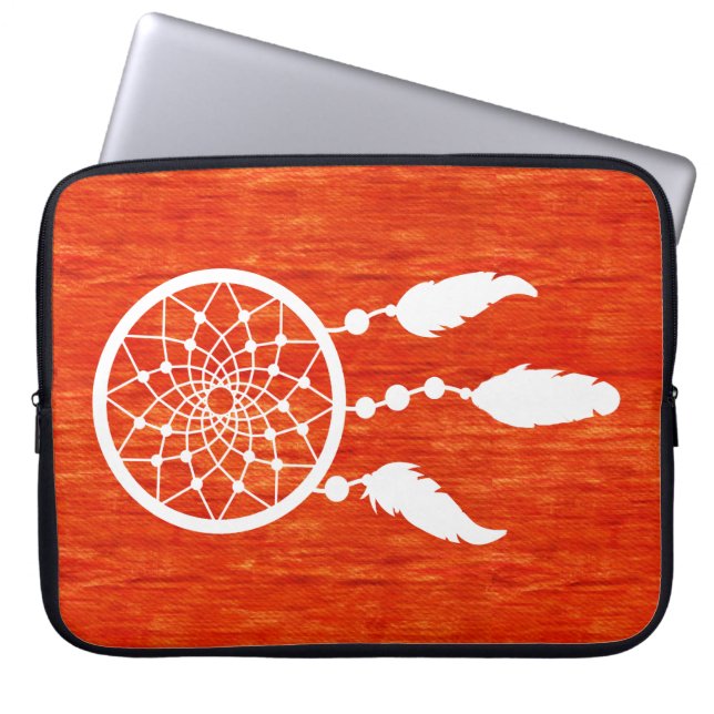 Boho Dreamcatcher vibrierende Orange Laptopschutzhülle (Vorderseite)