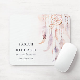 Boho Dreamcatcher Watercolor Lilac Blush Peach Mousepad