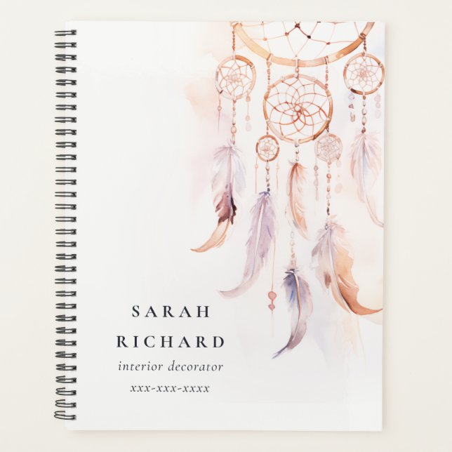 Boho Dreamcatcher Watercolor Lilac Blush Peach Planer (Vorderseite)