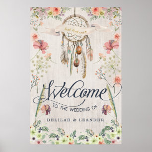 Boho Dreamcatcher Willkommen bei der Hochzeit des  Poster