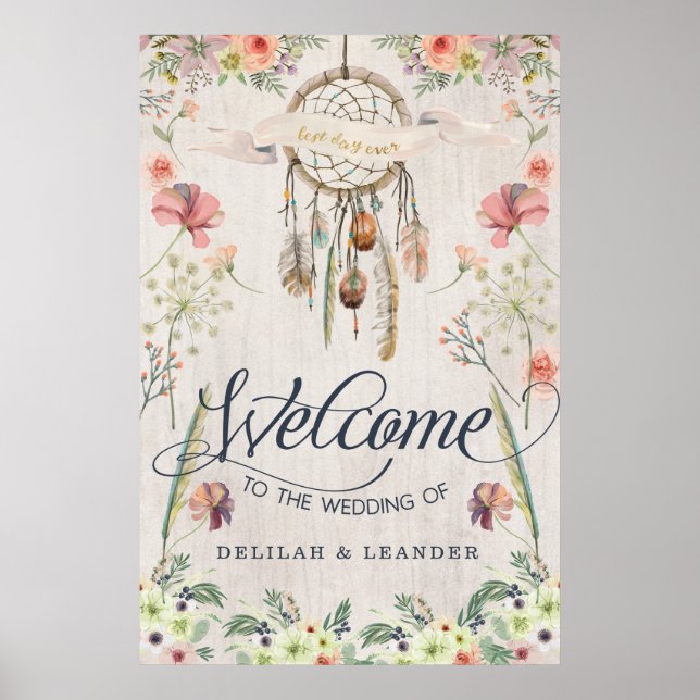 Boho Dreamcatcher Willkommen bei der Hochzeit des  Poster (Vorne)