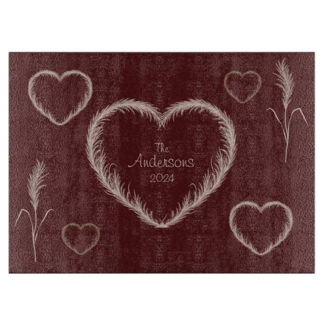 Boho Dreams Custom Pampas Grass Cutting Board Schneidebrett (Vorderseite)