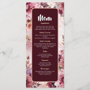Boho Dreams Florale Eleganz Hochzeits-Menükarte Menükarte