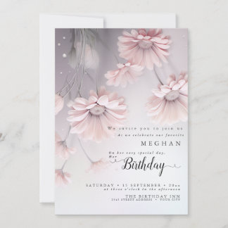 Boho Dreamy Pink Daisies Birthday Einladung