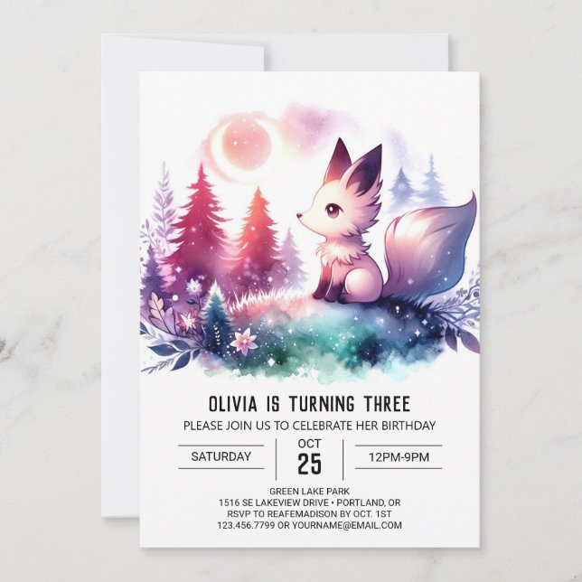 Boho Dreamy Wolf Birthday Einladung (Vorderseite)