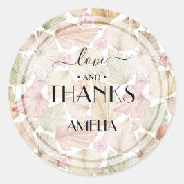 Boho Dried Blätter and Blume Brautparty Runder Aufkleber