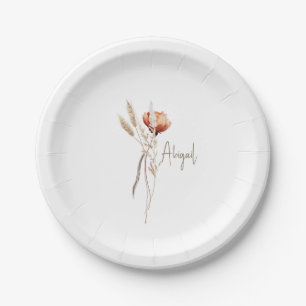 Boho Dried Botanical Shower Personalisiert Pappteller
