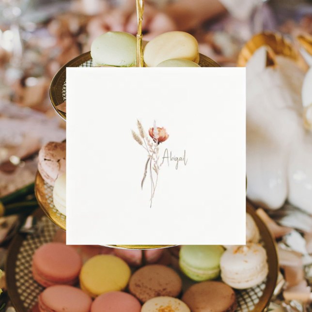 Boho Dried Botanical Shower Personalisiert Serviette (Von Creator hochgeladen)