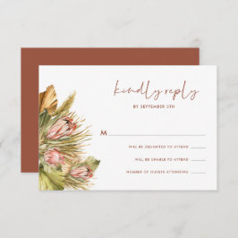 Boho Dried Botanicals Watercolor Wedding RSVP Card