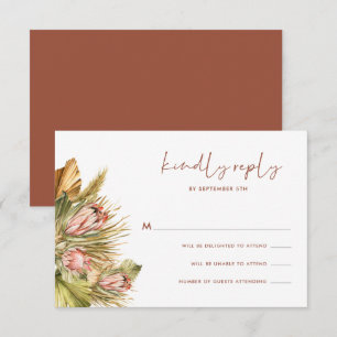 Boho Dried Botanicals Watercolor Wedding RSVP Card