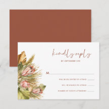 Boho Dried Botanicals Watercolor Wedding RSVP Card